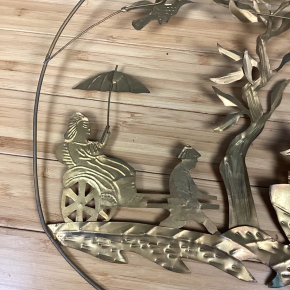 Vintage Metal Asian Folk Art Wall Hangings Set (4) - Picture 14 of 15